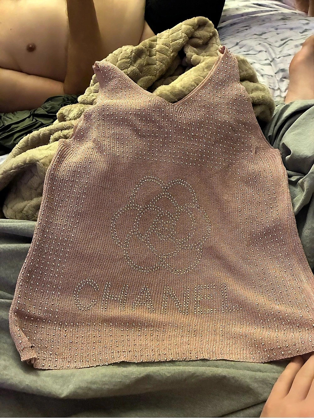 Chanel Pink Rhinestone Tank Top